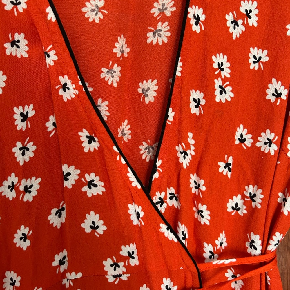 Ganni Red Floral Long Sleeve Dress - Picture 7 of 9